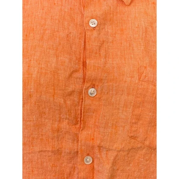 Murano Baird McNutt Irish Linen Shirt Mens Large Orange Long Sleeve Button Down - Picture 2 of 10